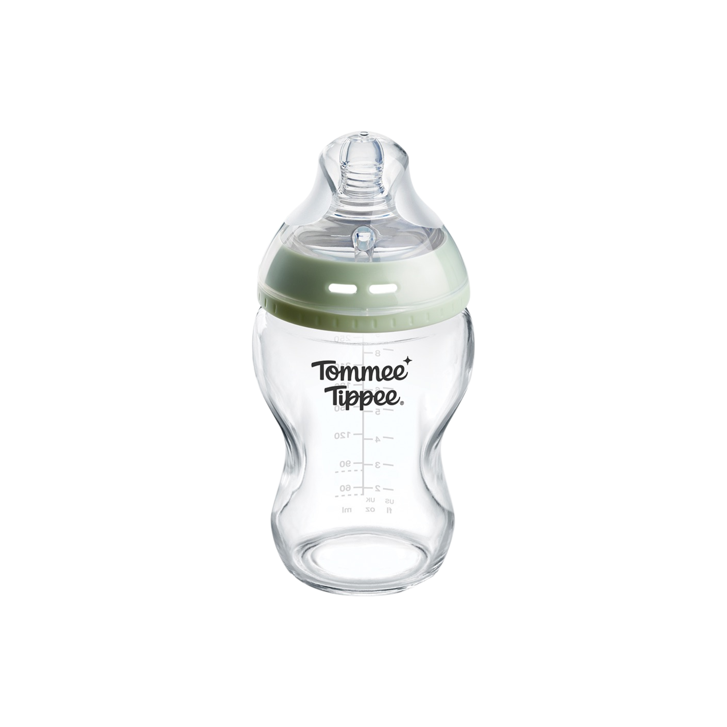 Tommee Tippee Natural Start skleněná samosterilizační kojenecká lahev s ANTI-COLIC savičkou, pomalý průtok, 250 ml, 0m+