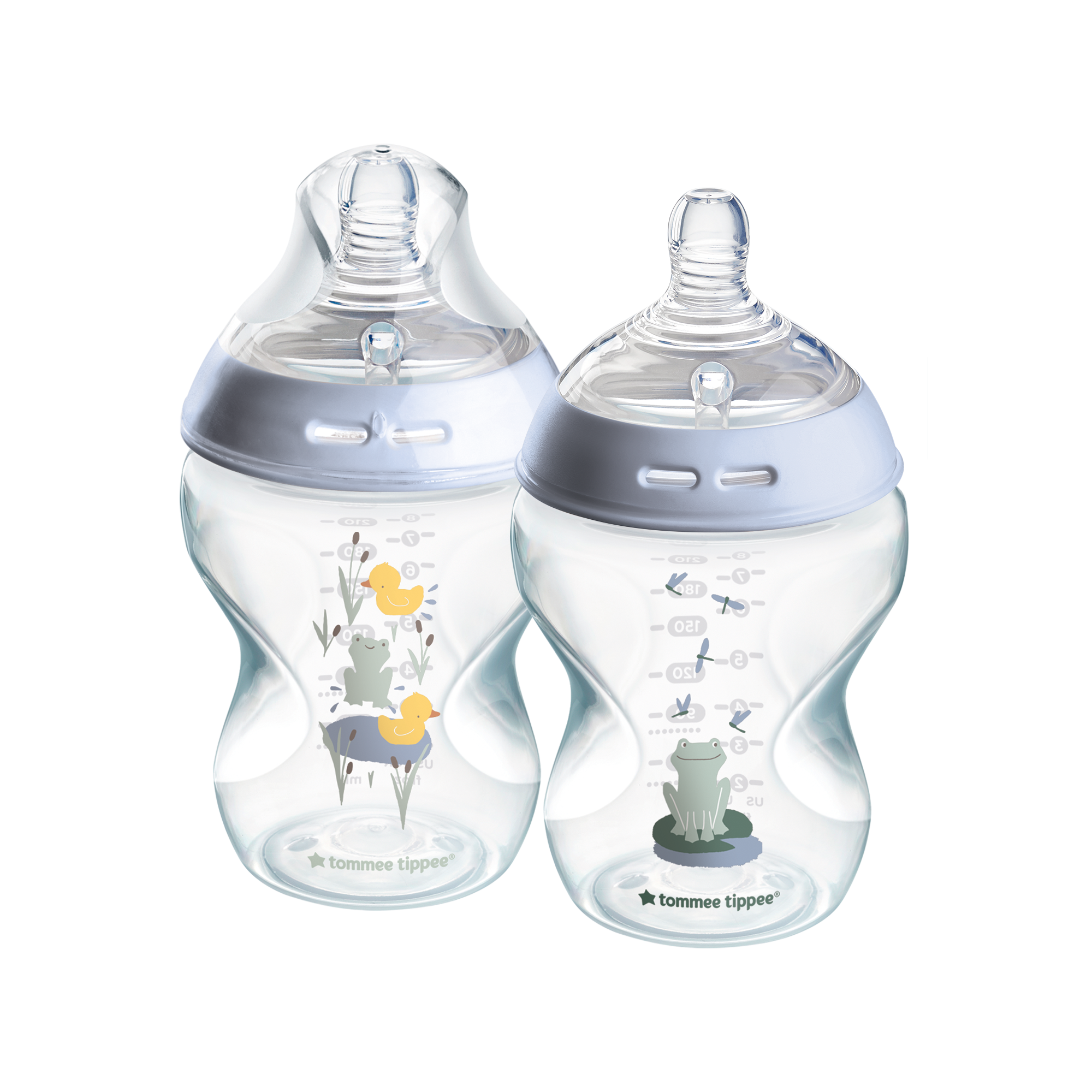Tommee Tippee Natural Start samosterilizační kojenecká lahev s ANTI-COLIC savičkou, pomalý průtok, 260 ml, 0m+, žabička, 2 ks