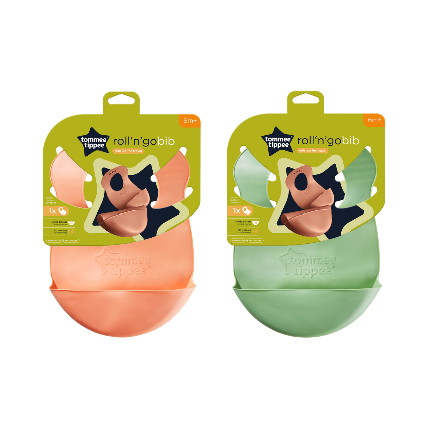 Tommee Tippee Dětský Bryndák 6m+, zelený nebo oranžový