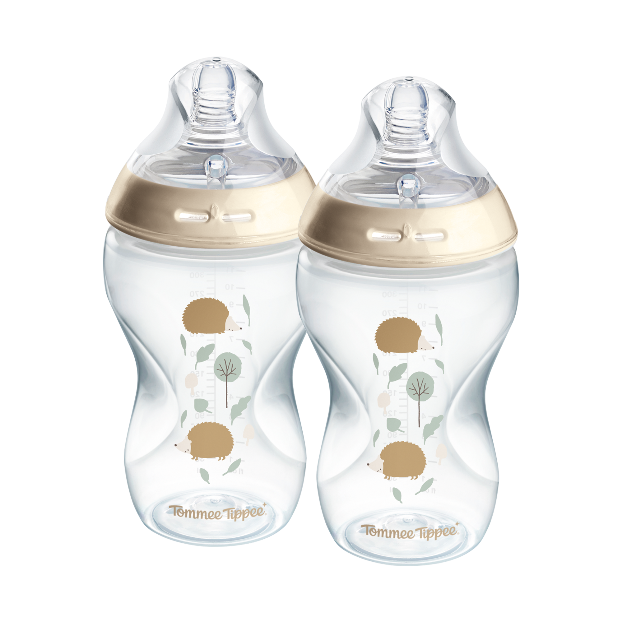 Tommee Tippee Natural Start Samosterilizační Kojenecká Lahev s ANTI-COLIC savičkou Střední Průtok 340 ml 3m+, Ježek a Žabička, 2 ks