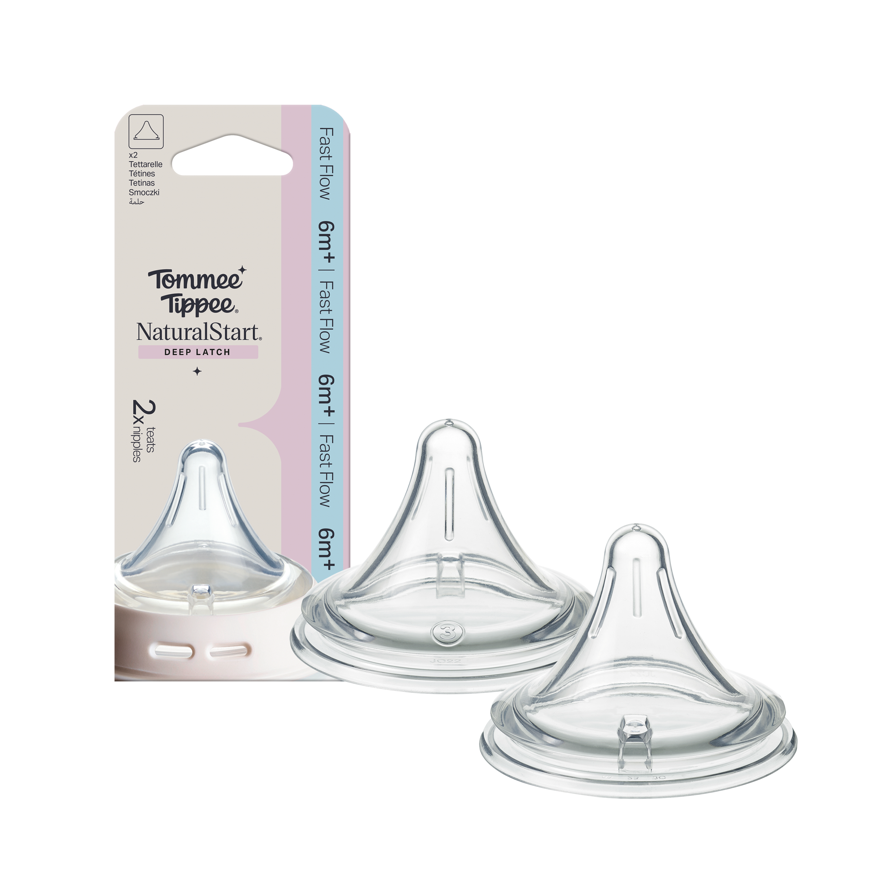 Tommee Tippee Natural Start trojúhelníková ANTI-COLIC savička na lahev, střední průtok, 0m+, 2 ks