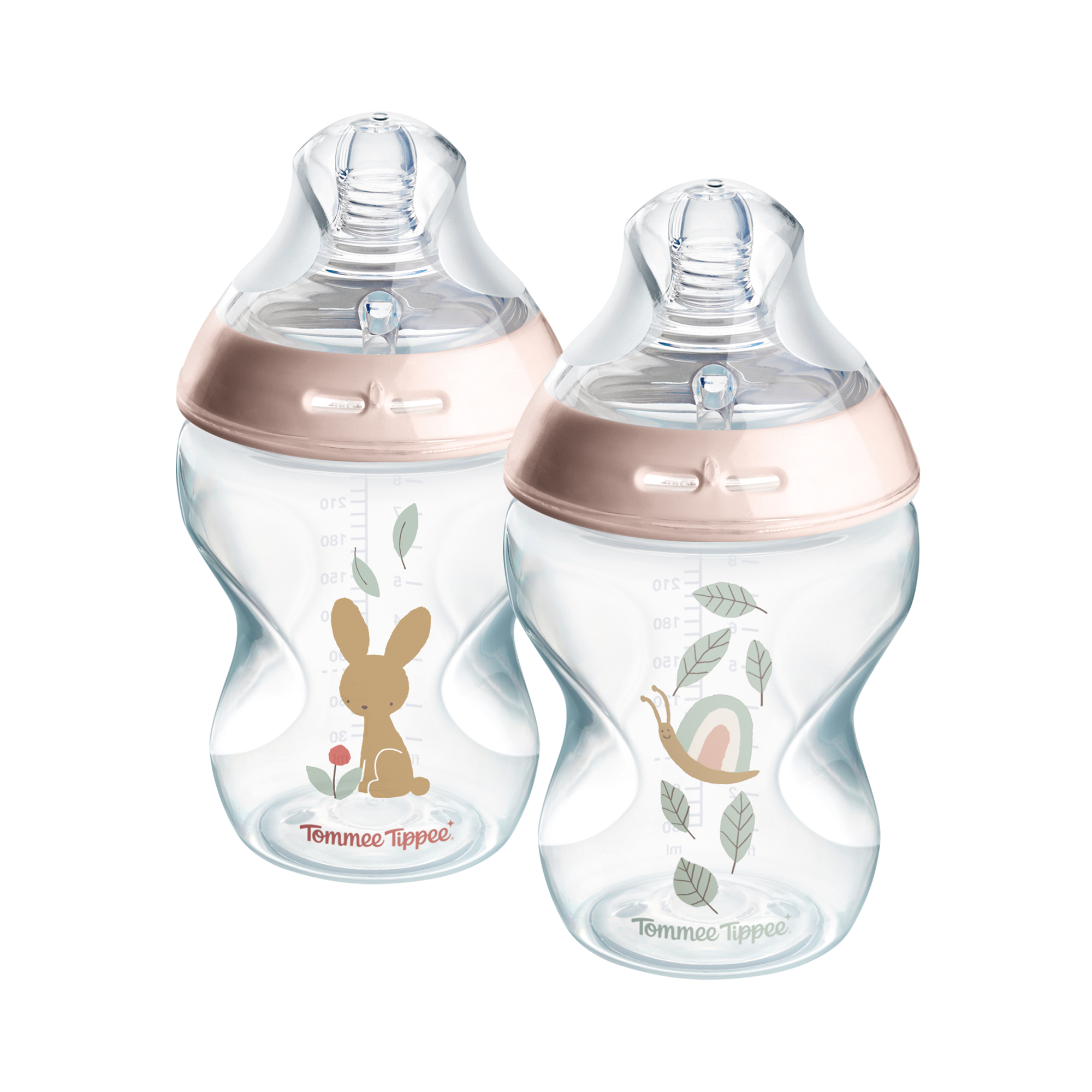 Tommee Tippee Natural Start Samosterilizační Kojenecká Lahev s ANTI-COLIC savičkou Pomalý Průtok 260 ml 0m+, Růžová s potiskem, 2 ks