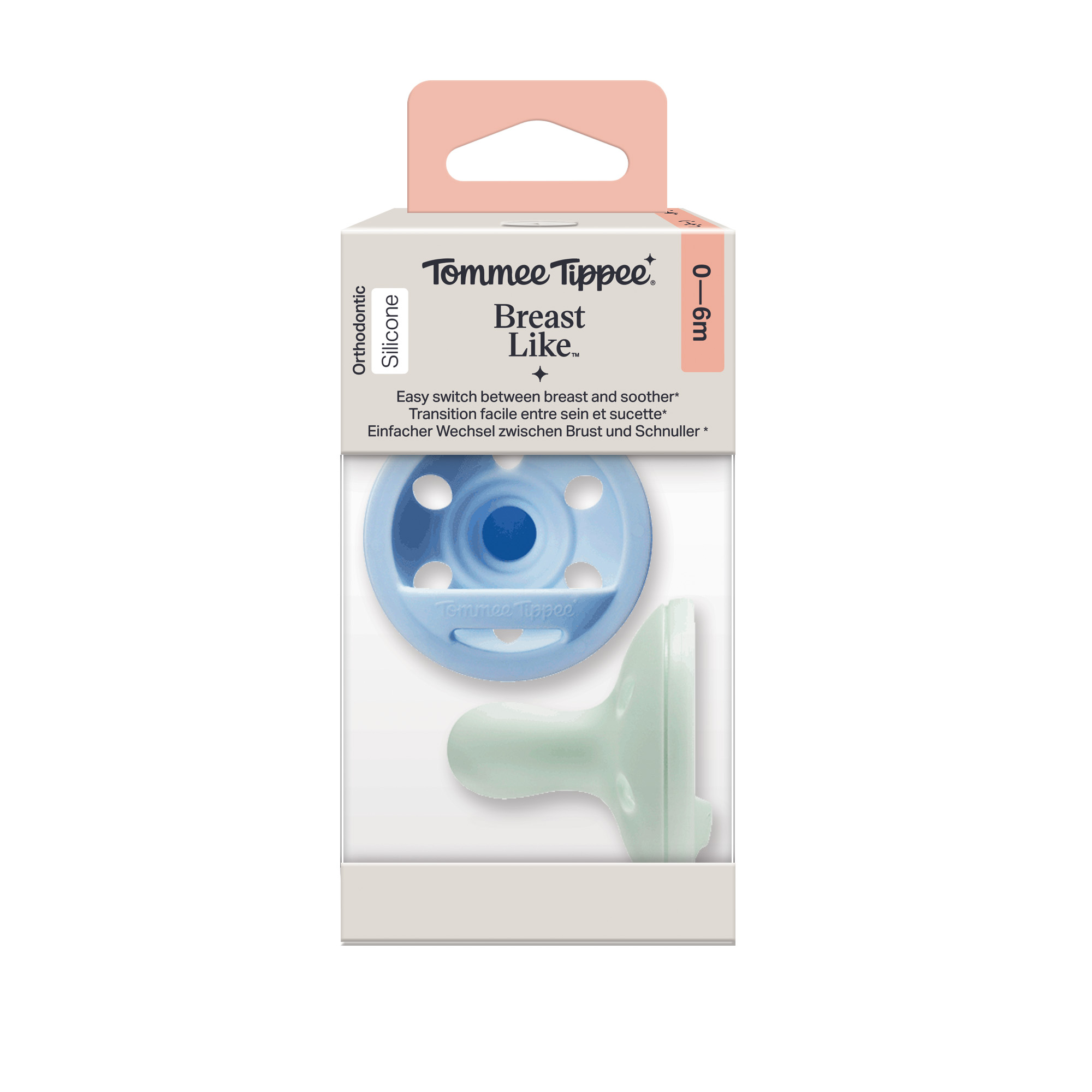 Tommee Tippee Breast-like silikonový dudlík 0-6m, Boy, 2 ks 